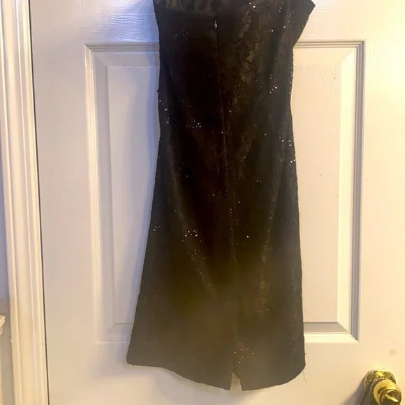 White House Black Market Black Strapless Lace Sequin Dress - Picture 3 of 9